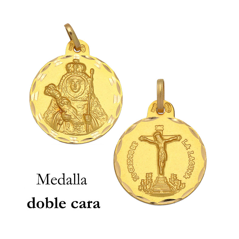 MEDALLA ORO 18KL V. CANDELARIA + CRISTO DE LA LAGUNA - 17MM