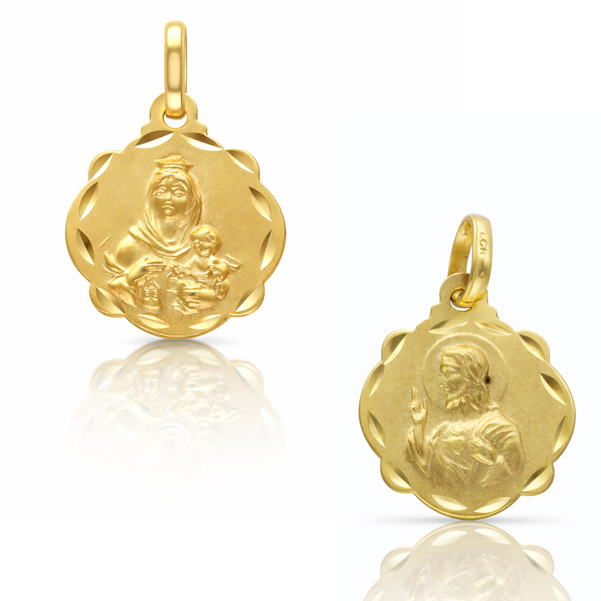 MEDALLA PLATA CHAPADA EN ORO ESCAPULARIO - 16x20MM