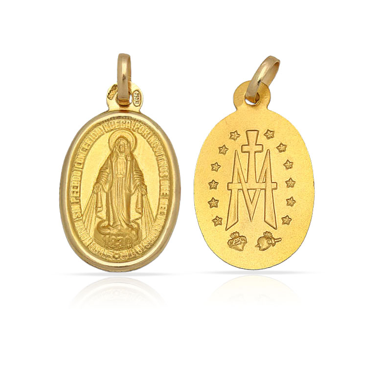 MEDALLA PLATA CHAPADA EN ORO V. MILAGROSA - 11x18MM