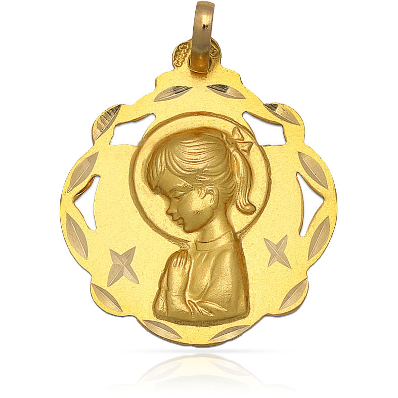 MEDALLA PLATA CHAPADA EN ORO VIRGEN NIÑA - 20x23MM