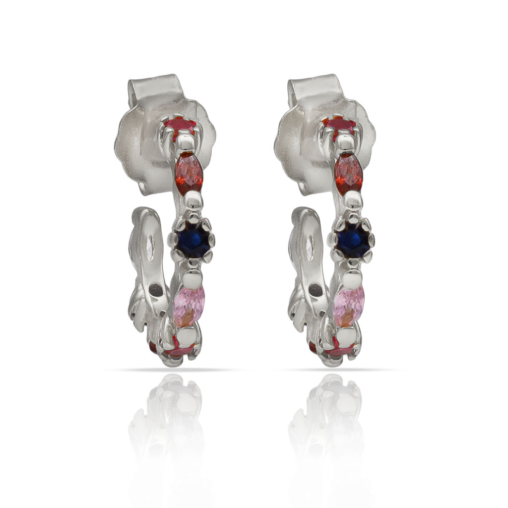 AROS PLATA 925MM PIEDRAS COLORES - 7MM