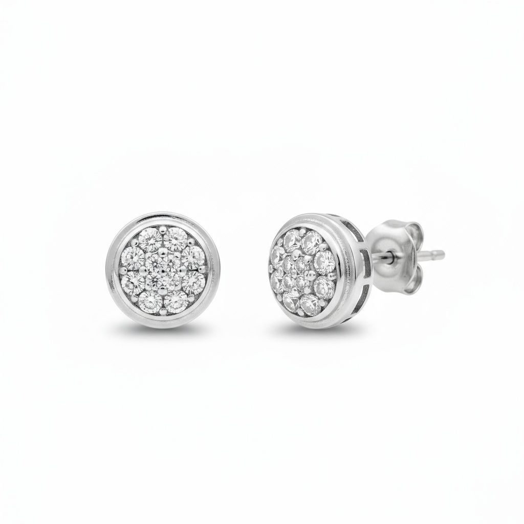 PENDIENTE ORO BLANCO 18KL CIRCONITAS