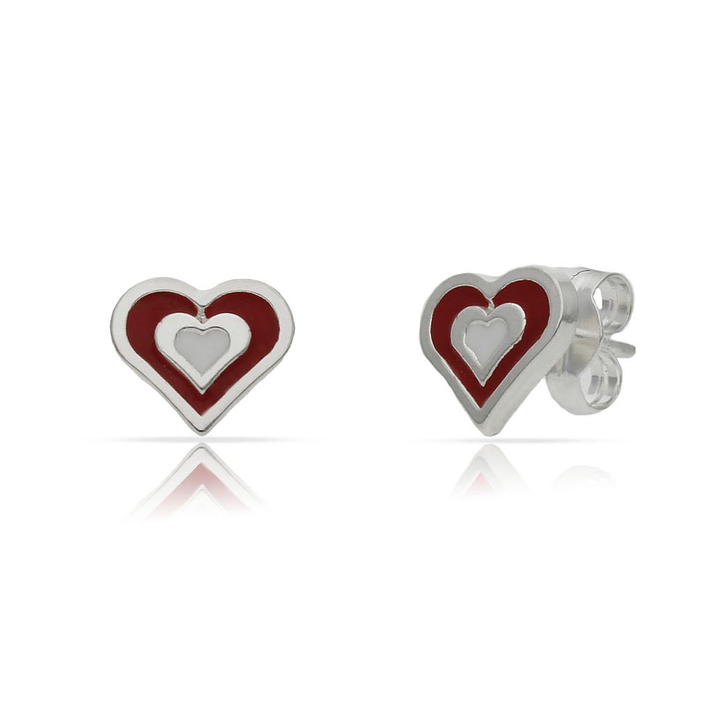 PENDIENTE PLATA 925MM CORAZONES ESMALTADOS - 7X8MM
