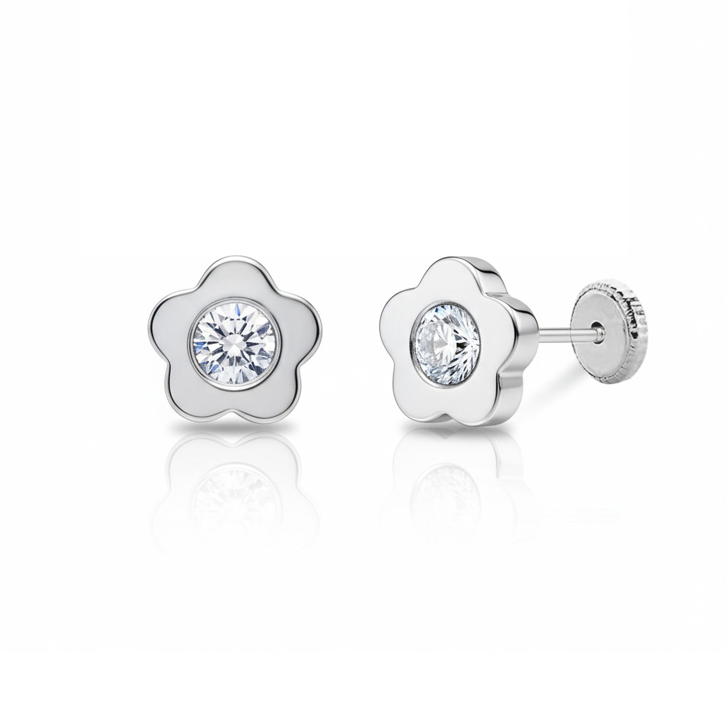 PENDIENTE PLATA 925MM FLOR CIRCONITAS