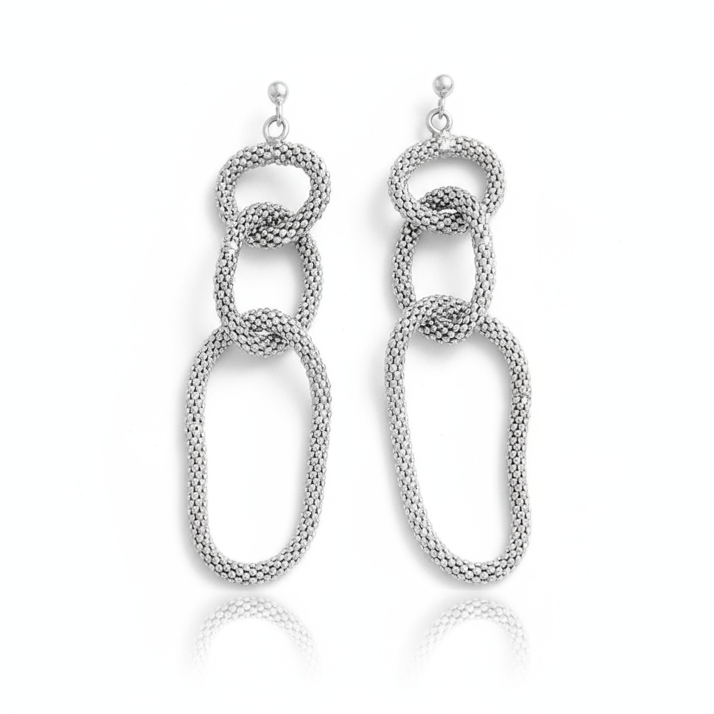 PENDIENTES CADENAS PLATA 925MM