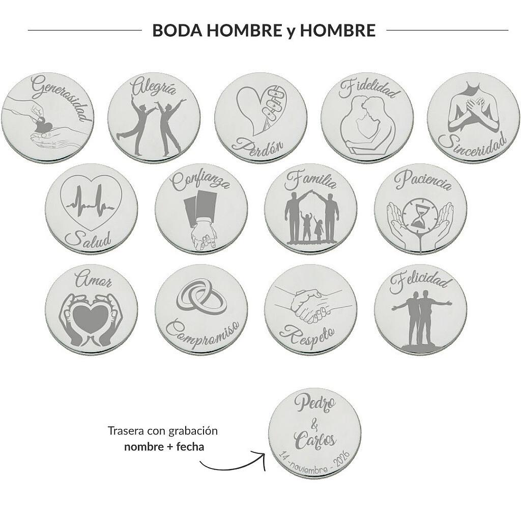ARRAS PERSONALIZADAS BODA HOMBRE + HOMBRE · ACERO PLATEADO