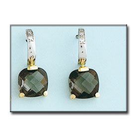 PENDIENTES ORO 18KL BICOLOR OLIVINA