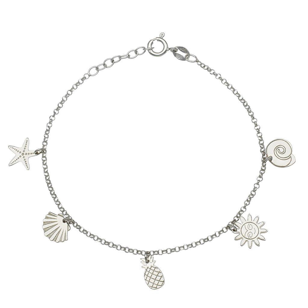 TOBILLERA MINI CHARMS MIX PLATA 925MM