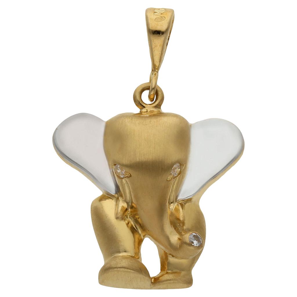 COLGANTE BICOLOR ORO 18KL ELEFANTE