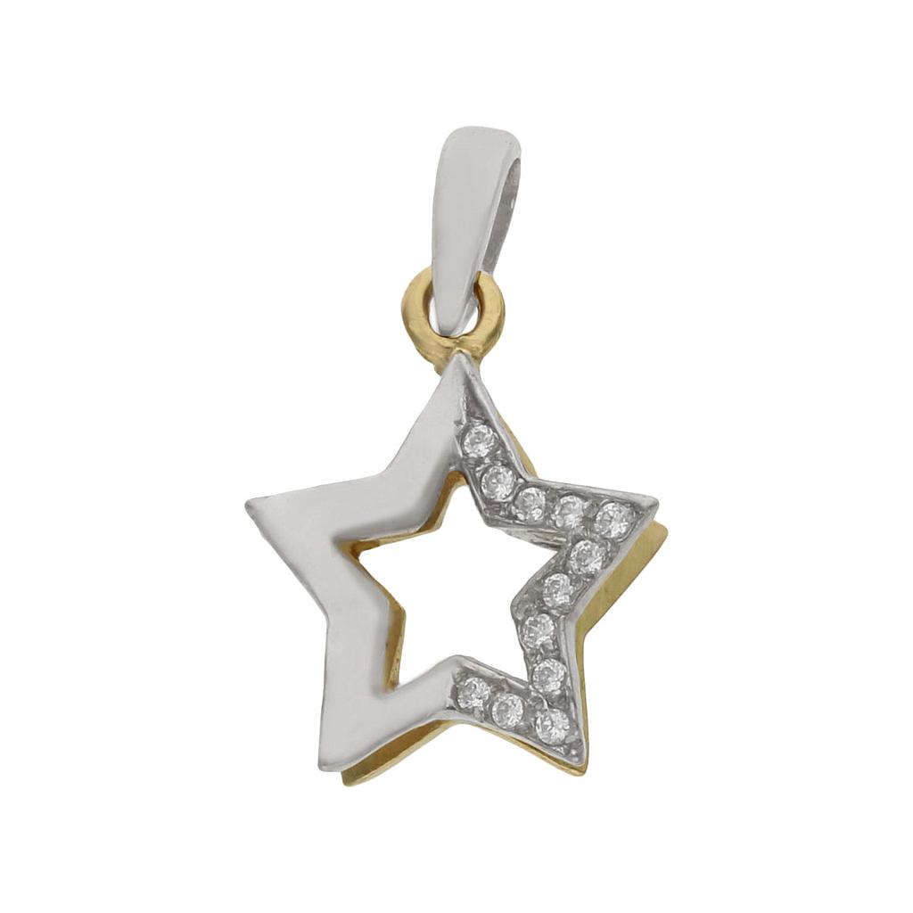 COLGANTE BICOLOR ORO 18KL ESTRELLA