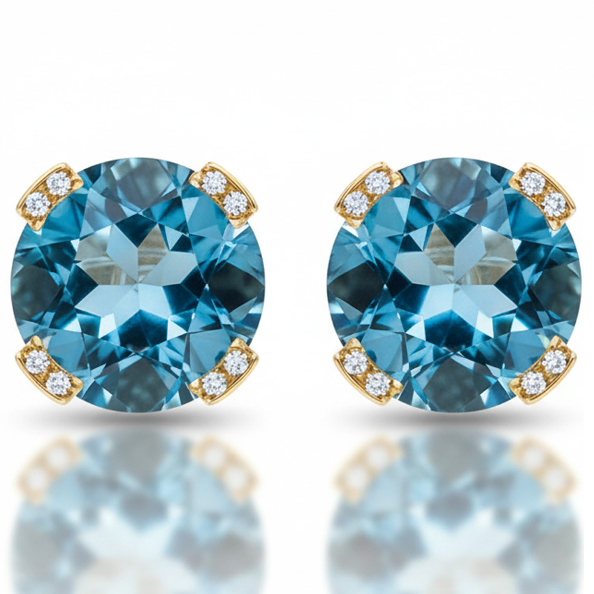 PENDIENTES ORO 18KL CIRCONITAS + PIEDRA COLOR