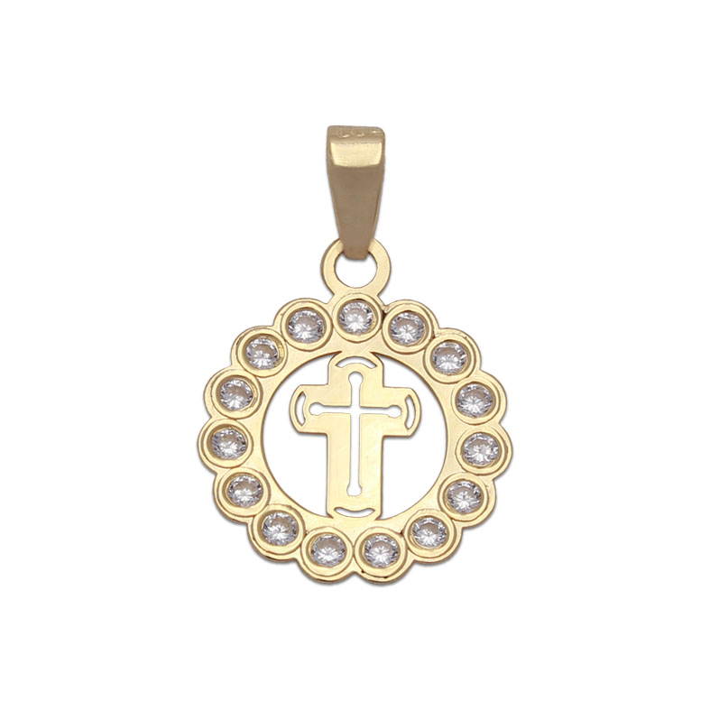 COLGANTE CRUZ ORO 18KL CIRCONITAS - 12MM