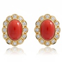 PENDIENTES ORO 18KL CORAL SINTETICO