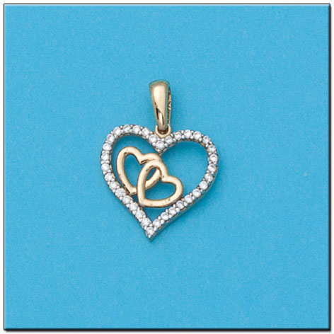 COLGANTE EN ORO DE 18KL CORAZONES