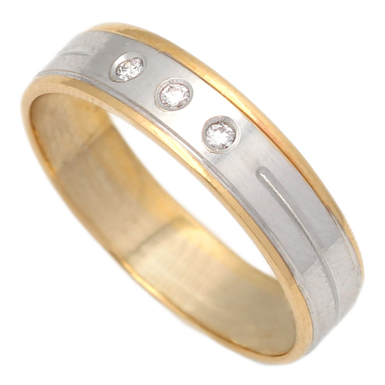 ALIANZA BICOLOR 3 DIAMANTES ORO 18KL-5MM