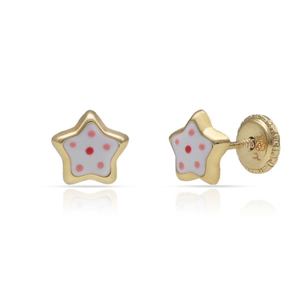 PENDIENTES ORO 18KL ESTRELLAS ESMALTADAS - 6MM