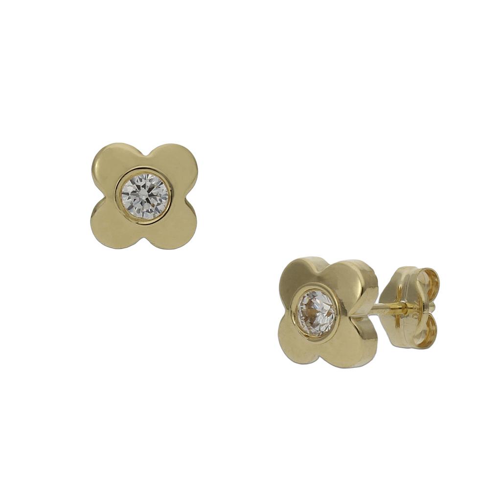 PENDIENTES ORO 18KL FLOR + CIRCONITAS - 5.50MM
