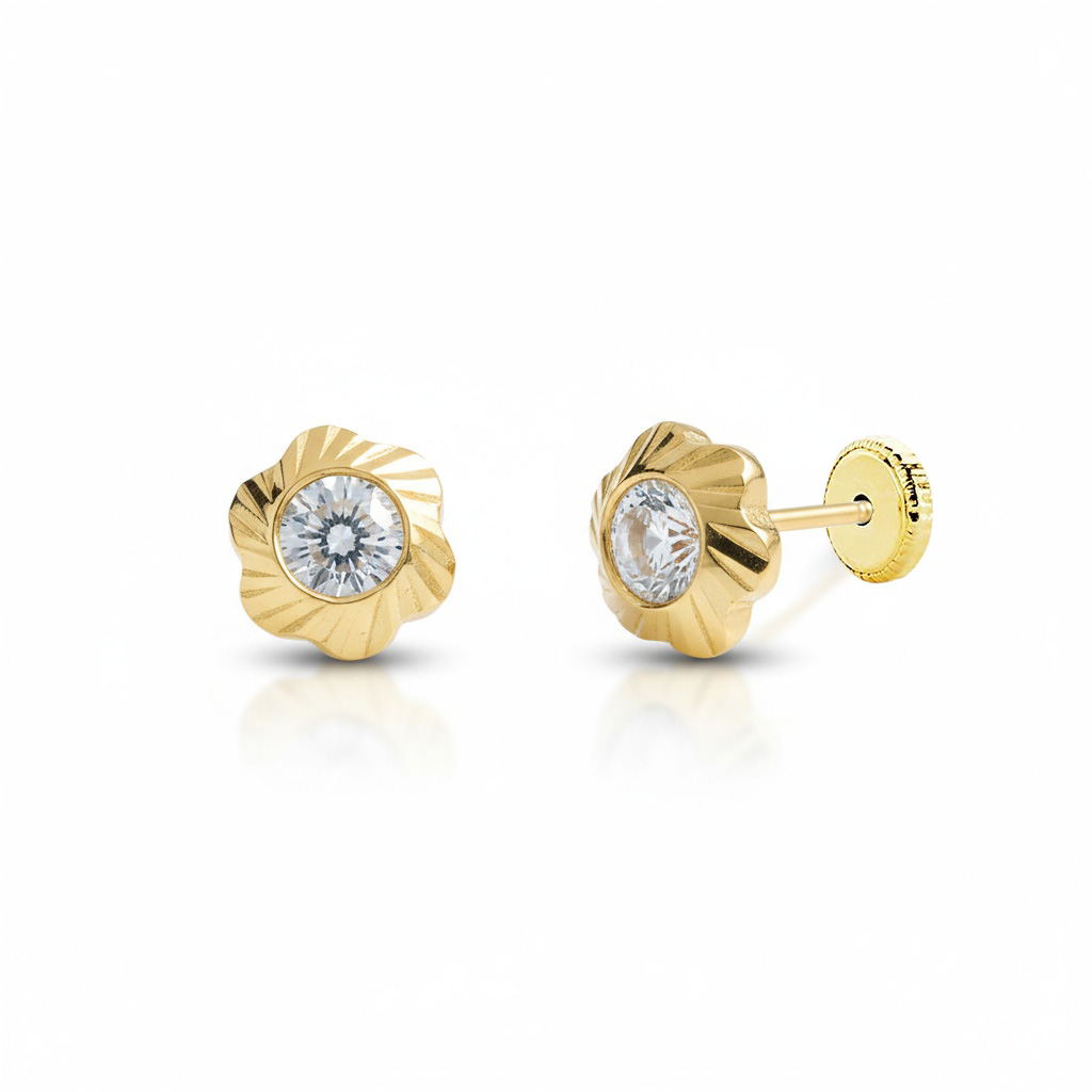 PENDIENTES ORO 18KL FLOR - 7MM