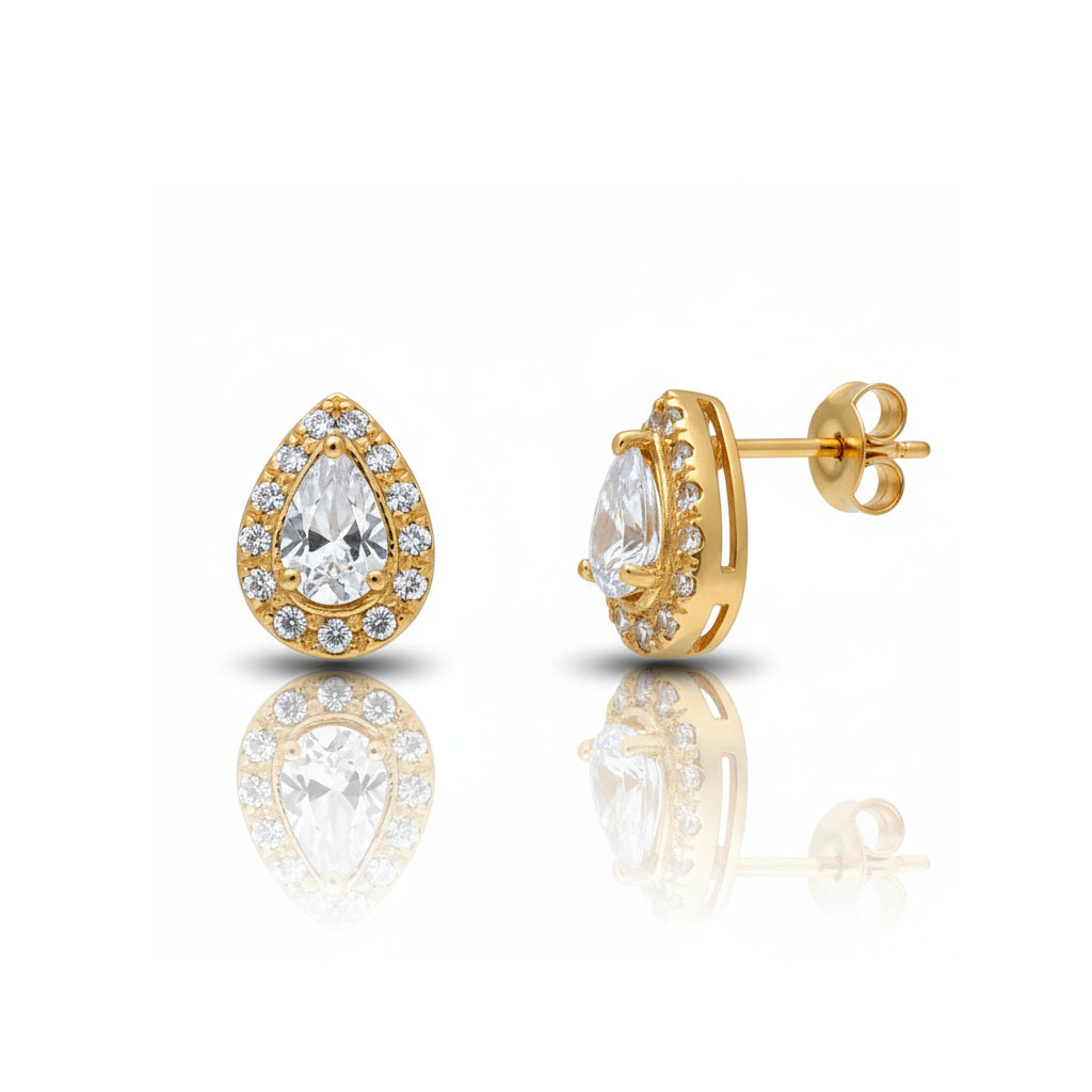 PENDIENTES ORO 18KL LAGRIMA CIRCONITAS