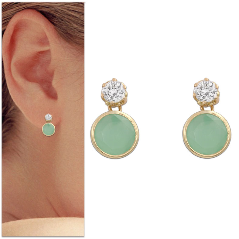 PENDIENTES ORO 18KL PIEDRA VERDE
