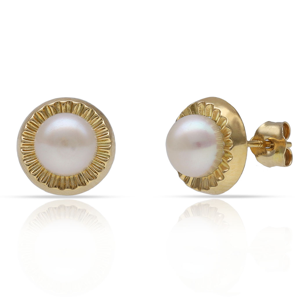 PENDIENTES ORO 18KL REDONDOS + PERLAS CULTIVADAS
