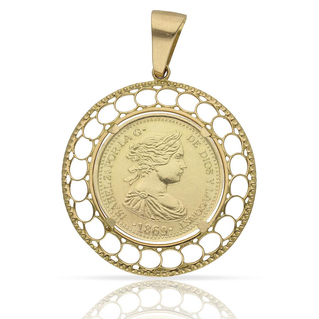 COLGANTE ORO 18KL CON MONEDA DE 20MM
