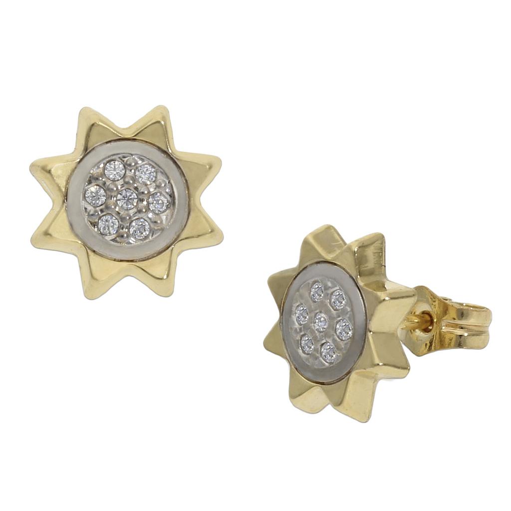 PENDIENTES ORO 18KL SOL CIRCONITAS - 9MM