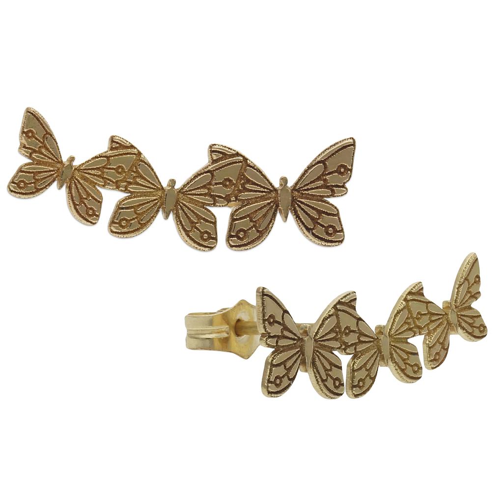 PENDIENTES ORO 18KL TREPADORES MARIPOSAS