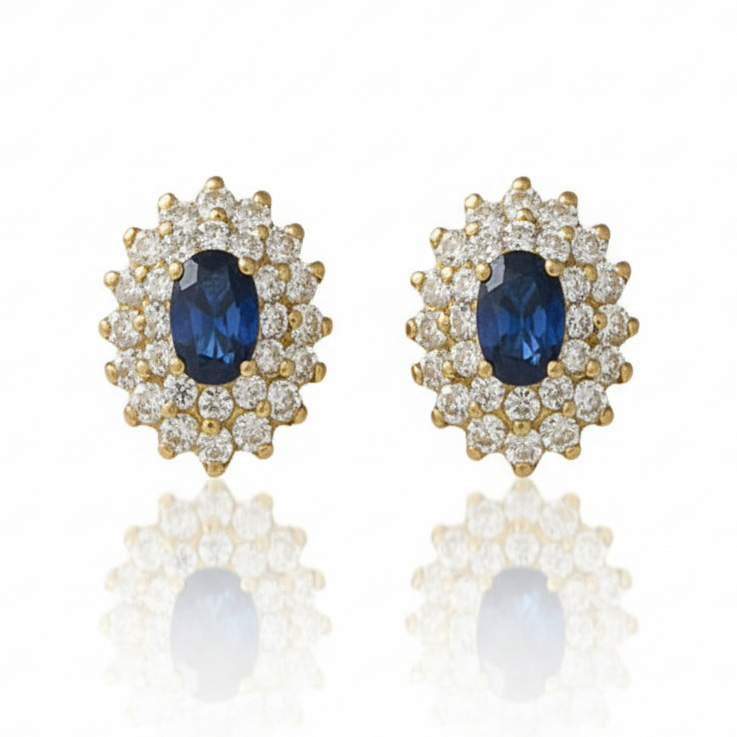 PENDIENTES ORO 18KL ZAFIROS FINOS