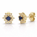 PENDIENTES ORO 18KL ZAFIROS FINOS + CIRCONITAS