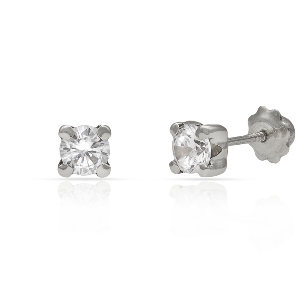 PENDIENTES ORO BLANCO 18KL - 4X4 MM
