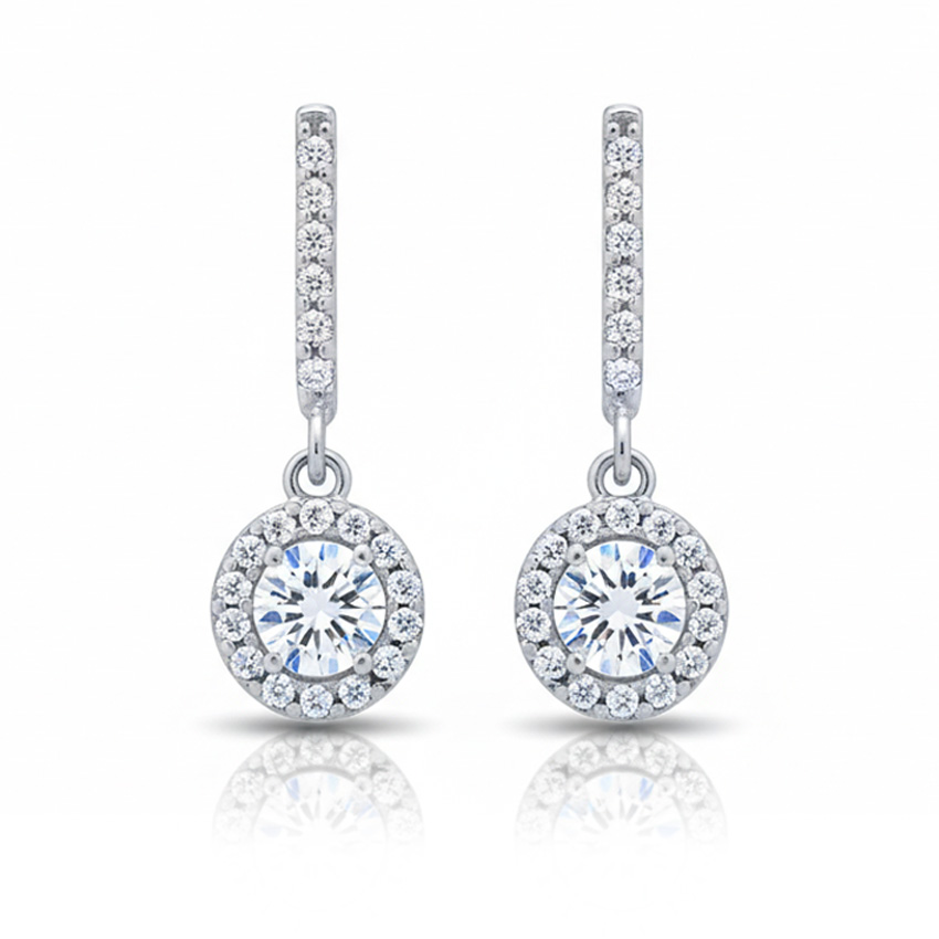 PENDIENTES ORO BLANCO 18KL CIRCONITAS