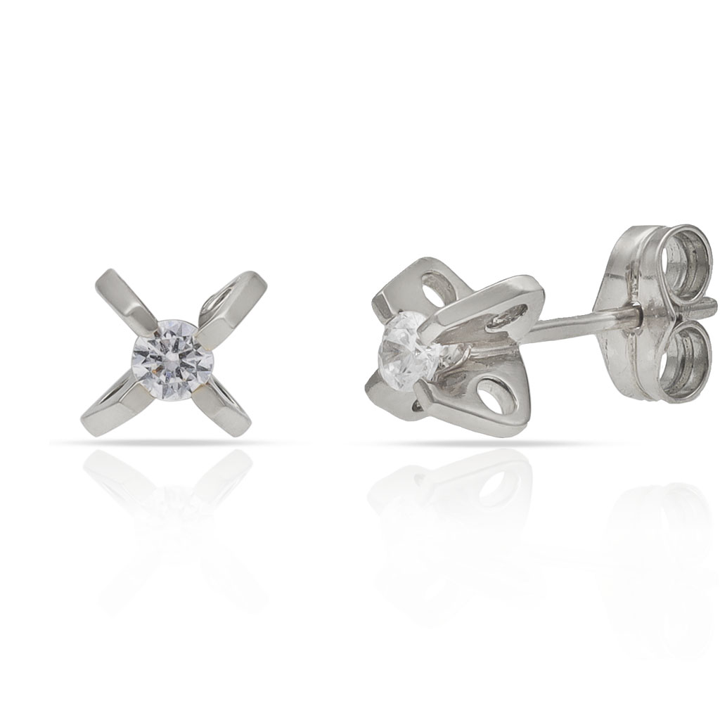 PENDIENTES ORO BLANCO 18KL CIRCONITAS