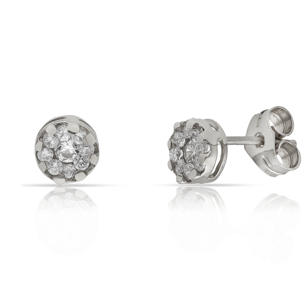 PENDIENTES ORO BLANCO 18KL CIRCONITAS - 5MM