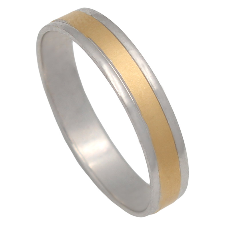 ALIANZA BICOLOR ORO 18KL MATE - BRILLO - 4MM