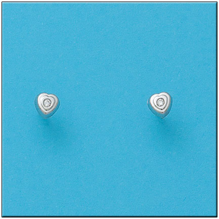 PENDIENTES ORO BLANCO 18KL CORAZON