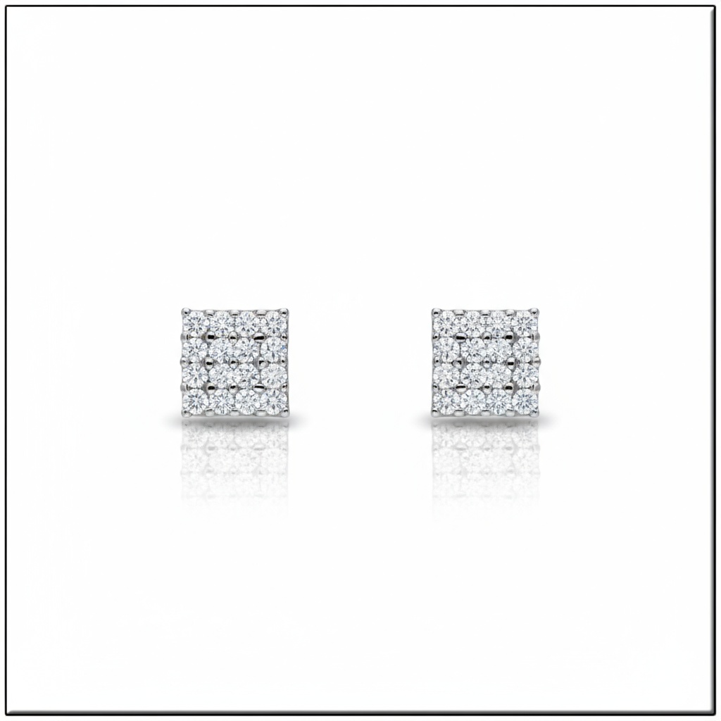 PENDIENTES ORO BLANCO 18KL CUADRADO