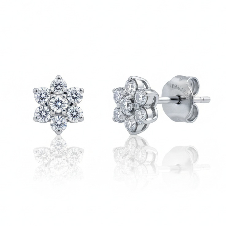 PENDIENTES ORO BLANCO 18KL DIAMANTES