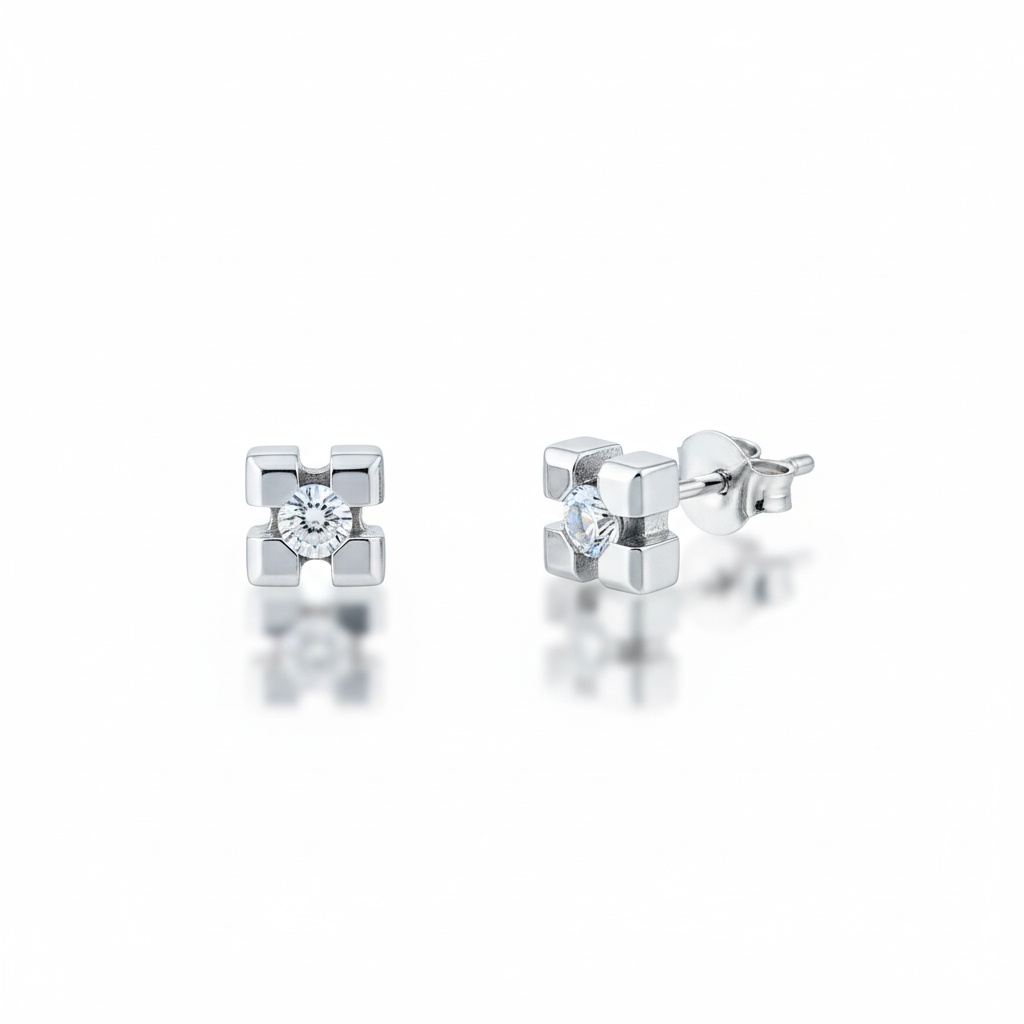 PENDIENTES ORO BLANCO 18KL DIAMANTES - STOCK