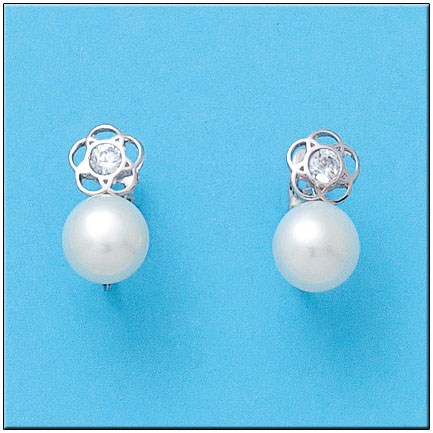 PENDIENTES ORO BLANCO 18KL FLOR
