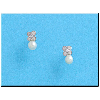 PENDIENTES ORO BLANCO 18KL FLOR