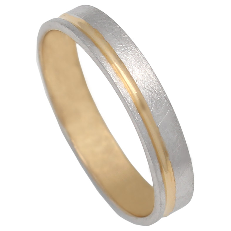 ALIANZA BICOLOR ORO 18KL MATE-BRILLO 4MM