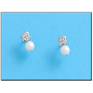 PENDIENTES ORO BLANCO 18KL PERLA