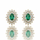 PENDIENTES ORO18KL CIRCONITAS + ESMERALDA FINA