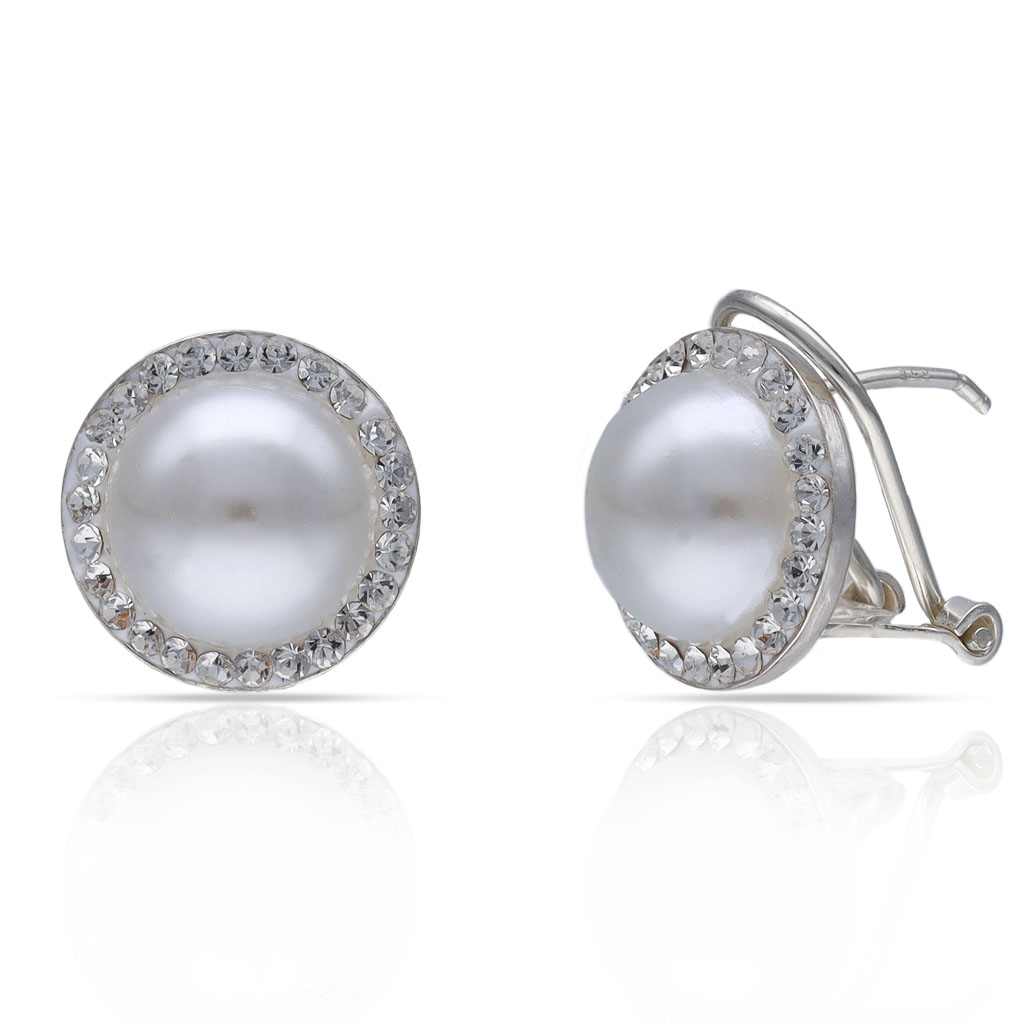 PENDIENTES PLATA 925MM CIRCONITAS + PERLAS - 14MM