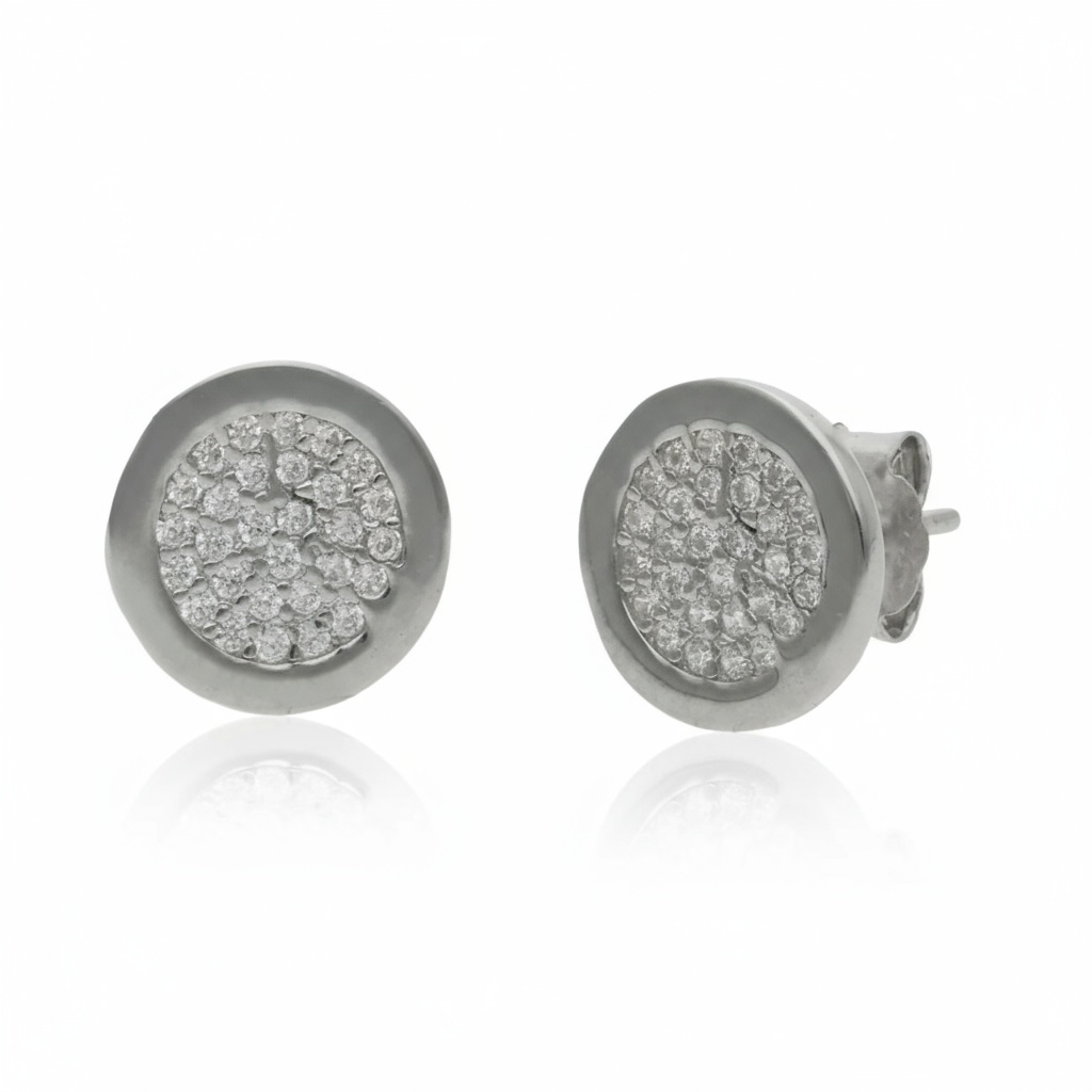 PENDIENTES PLATA 925MM CIRCONITAS REDONDOS - 9.50MM