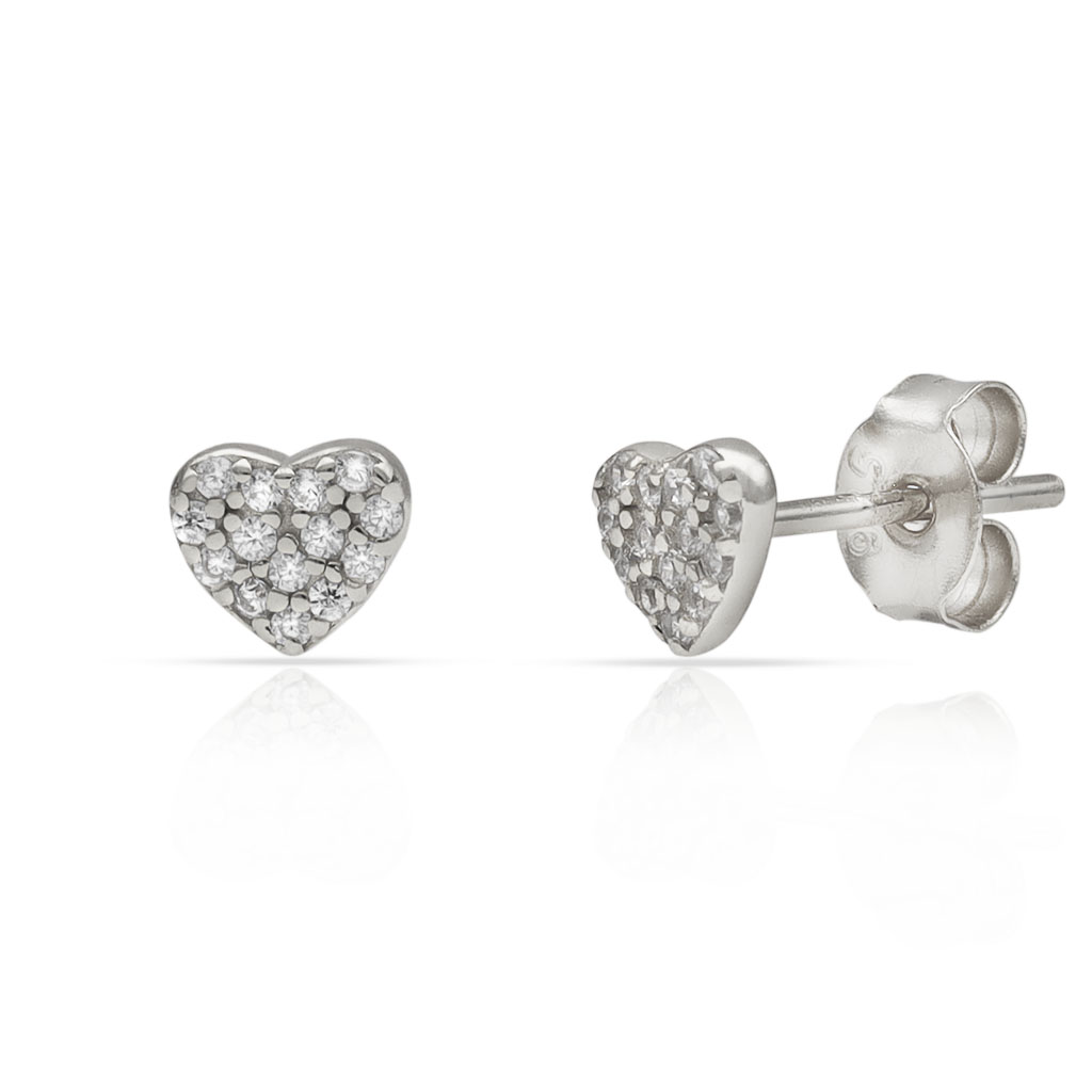 PENDIENTES PLATA 925MM CORAZON CIRCONITAS - 5.50x5MM