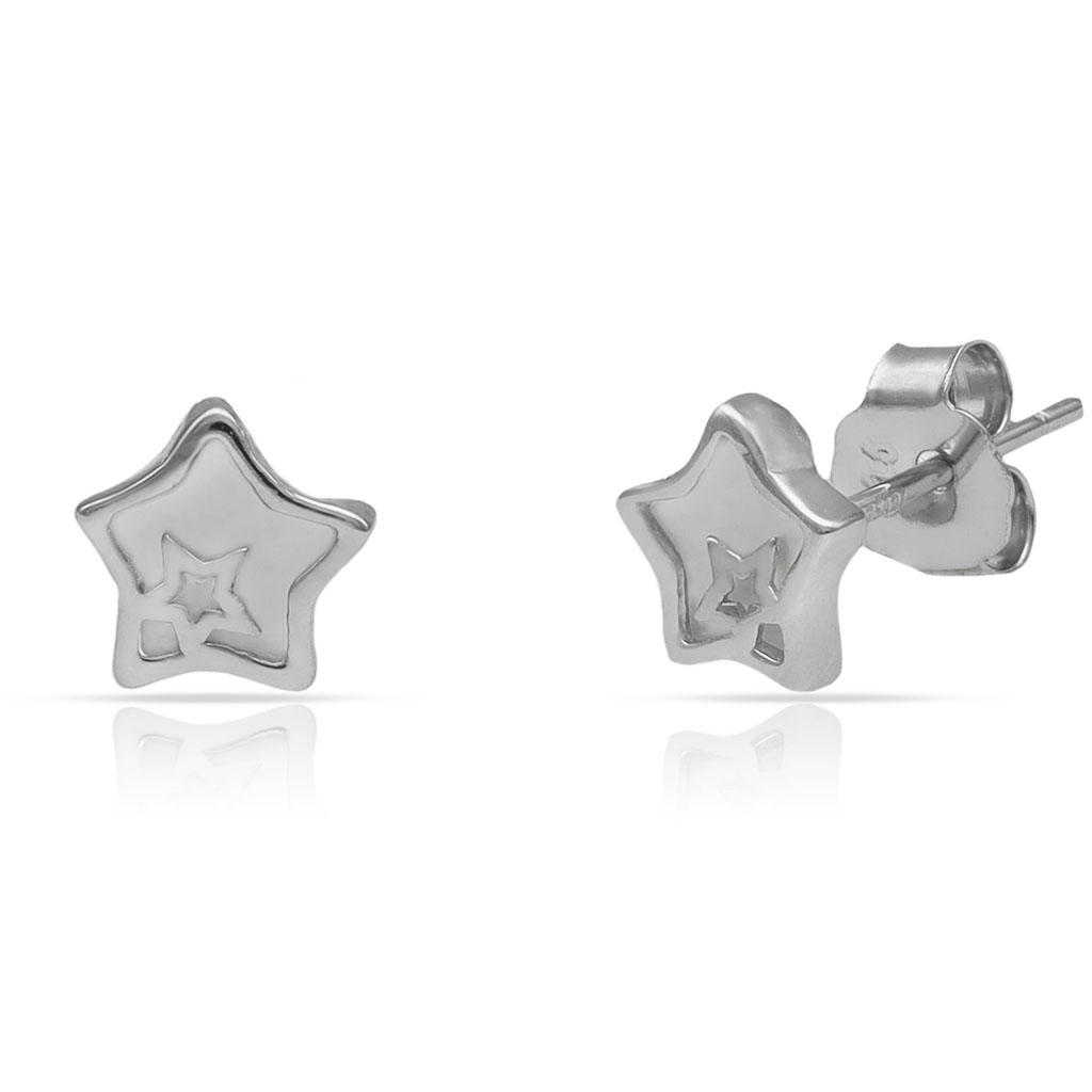 PENDIENTES PLATA 925MM ESTRELLAS NACAR - 7MM