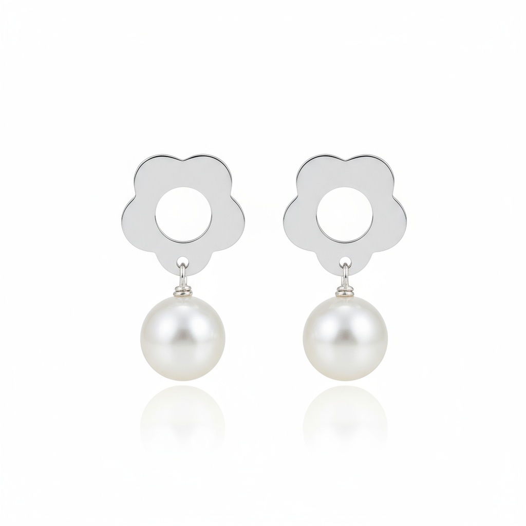 PENDIENTES PLATA 925MM FLOR + PERLA