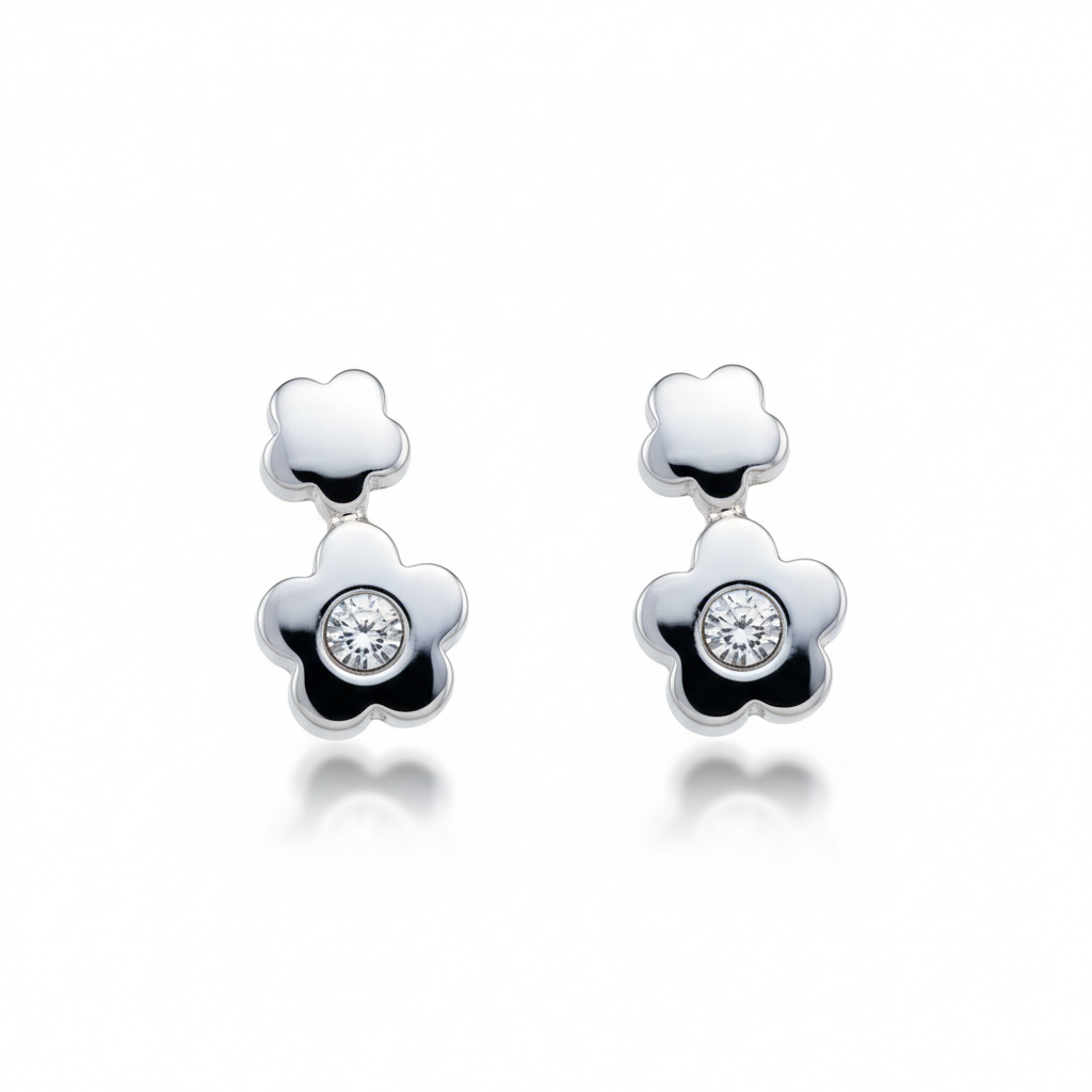 PENDIENTES PLATA 925MM FLOR CIRCONITAS